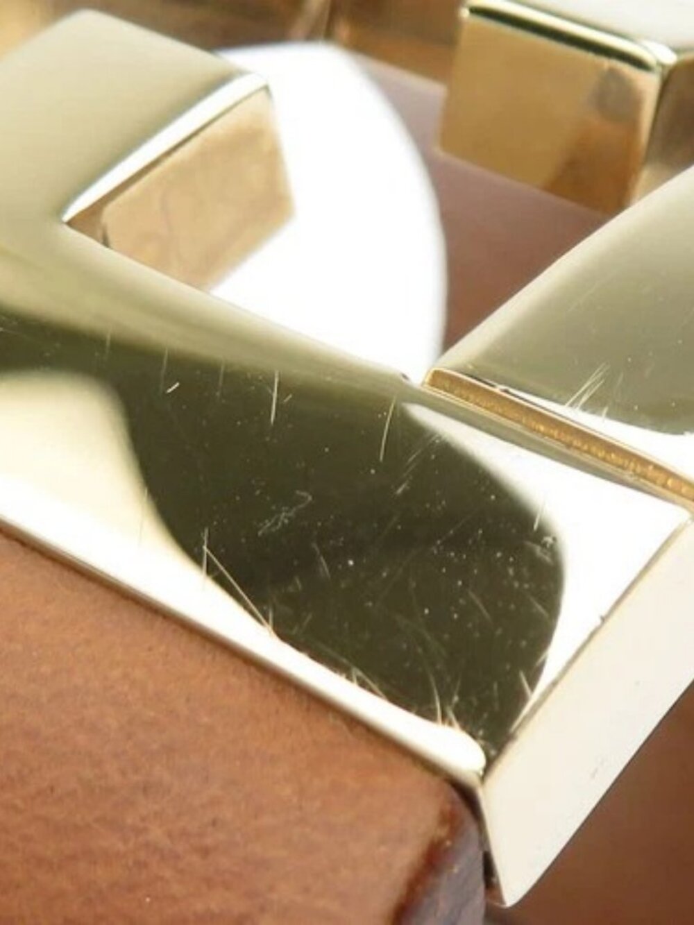 Auth FENDI Bangle Bracelet Brown/Gold Leather/Metal - e61919j - Picture 5 of 12